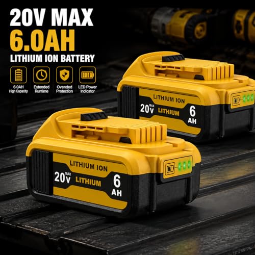2-Packs 6000mAh Replace for Dewalt 20V Max Battery Compatible - image 7