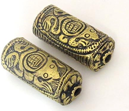 Tibetan brass repousse Frog design focal pendant bead - 1 bead- BD469A