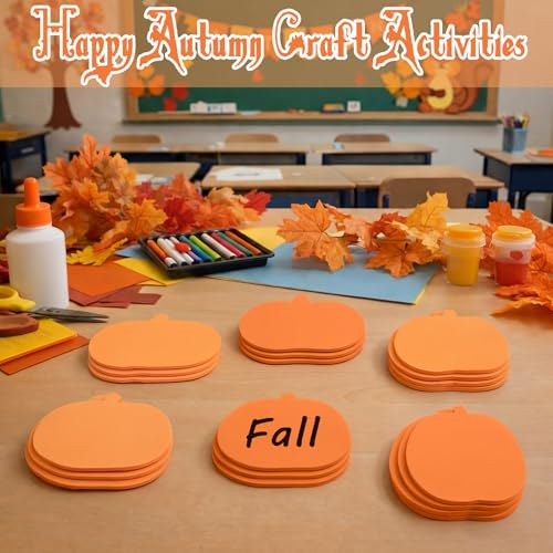 Image of Ireer 48 Pcs Large Foam Pumpkin Cutouts 6 Inch Halloween Crafts Cutouts Fall Bulletin Board Decorations for Fall Craft Project Supplies Halloween Party Chalkboard Wall Decor