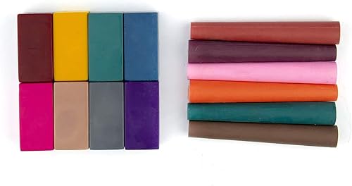 Miniatura 4 de Azafran Crayones orgánicos, juego de 8 bloques y 6 lápices de lápices con 14 colores, ingredientes derivados de plantas, ecológicos y de grado