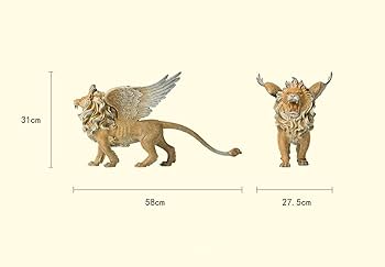 Amazon.co.jp: ライオン像の装飾、動物の彫刻飛行ライオンデスクトップ