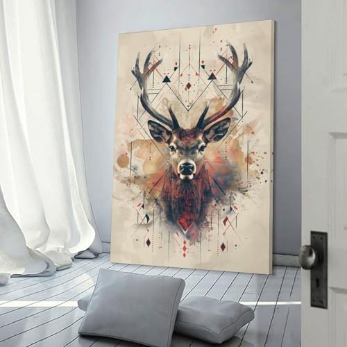 Portrait géométrique de cerf Toile déco salon et chambre enfant 30x45 cm
