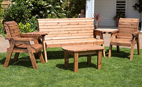 Charles Taylor Trading Hand Made 5 Seater Chunky Rustic Wooden Garden Furniture Multi Set