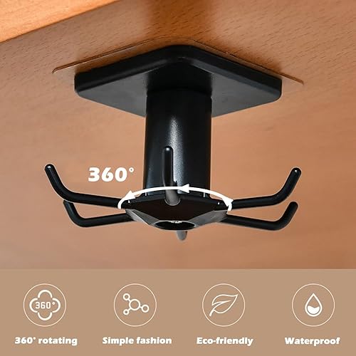 Miniatura 3 de 4 ganchos para utensilios de cocina debajo del gabinete, rotación de 360, adhesivo sin uñas, estante colgante para utensilios de cocina,