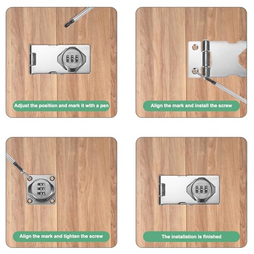 Image of M METERXITY 2-Pack Keyless Combination Lock, 3.5 inch Zinc Alloy Mechanical Password Twist Knob Hasp Locks Latch, 90 Degree Barn Door Lock for Cabinet /Closet /Garage /Drawers /Garden [Silver]