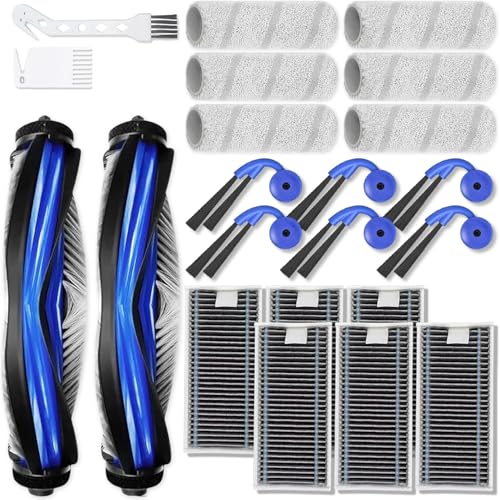 XVXUOU Replacement Accessories Kit Compatible with Ecovacs Deebot X11 OmniCyclone,Yeedi S20 Infinity Robot Vacuum Cleaner Parts 2 Main Brushes 6 Roller Mop Cloth 6 HEPA Filter 6 Side Brushes