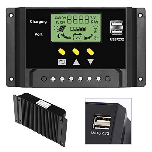 ALLPOWERS 30A Solar Charger Controller 12V/24V Solar Panel Battery Intelligent Regulator with Dual USB Ports, LCD Display