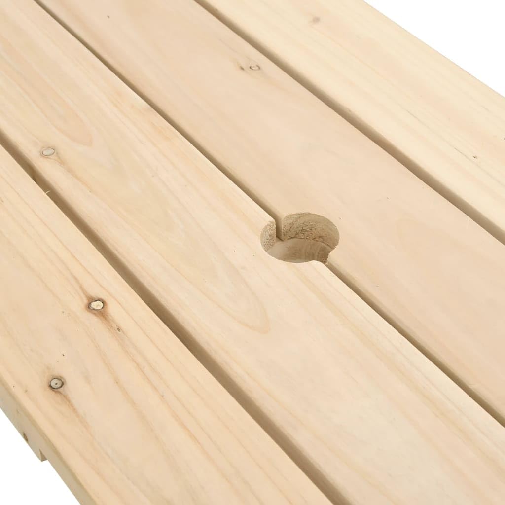 Tavolo da picnic per 4 bambini con ombrellone in legno di abete massiccio, tavolo da giardino per terrazza e balcone, tavolino stabile per mangiare, barbecue, feste e campeggio