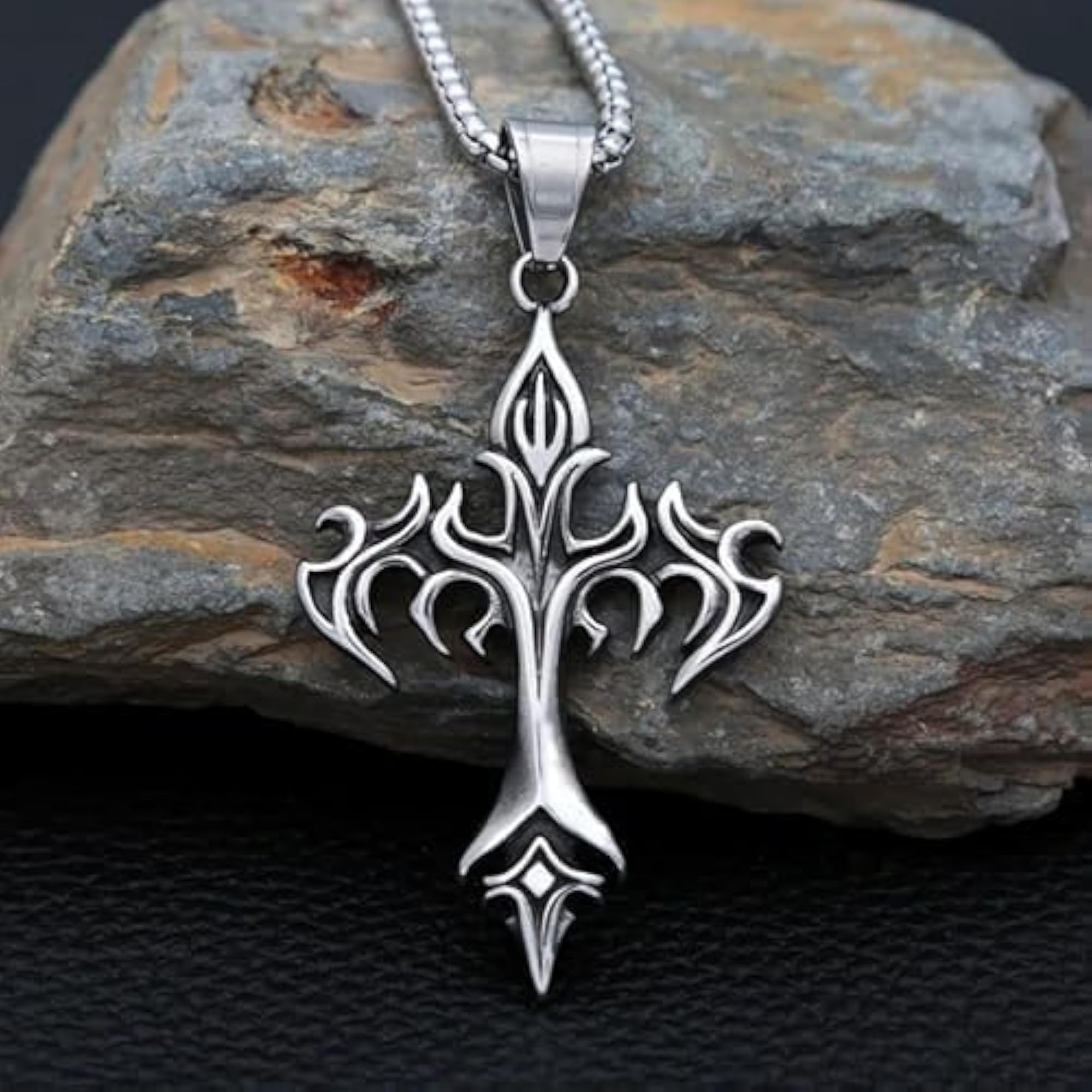 Unisex Gothic Stainless Steel Cross Pendant Necklace