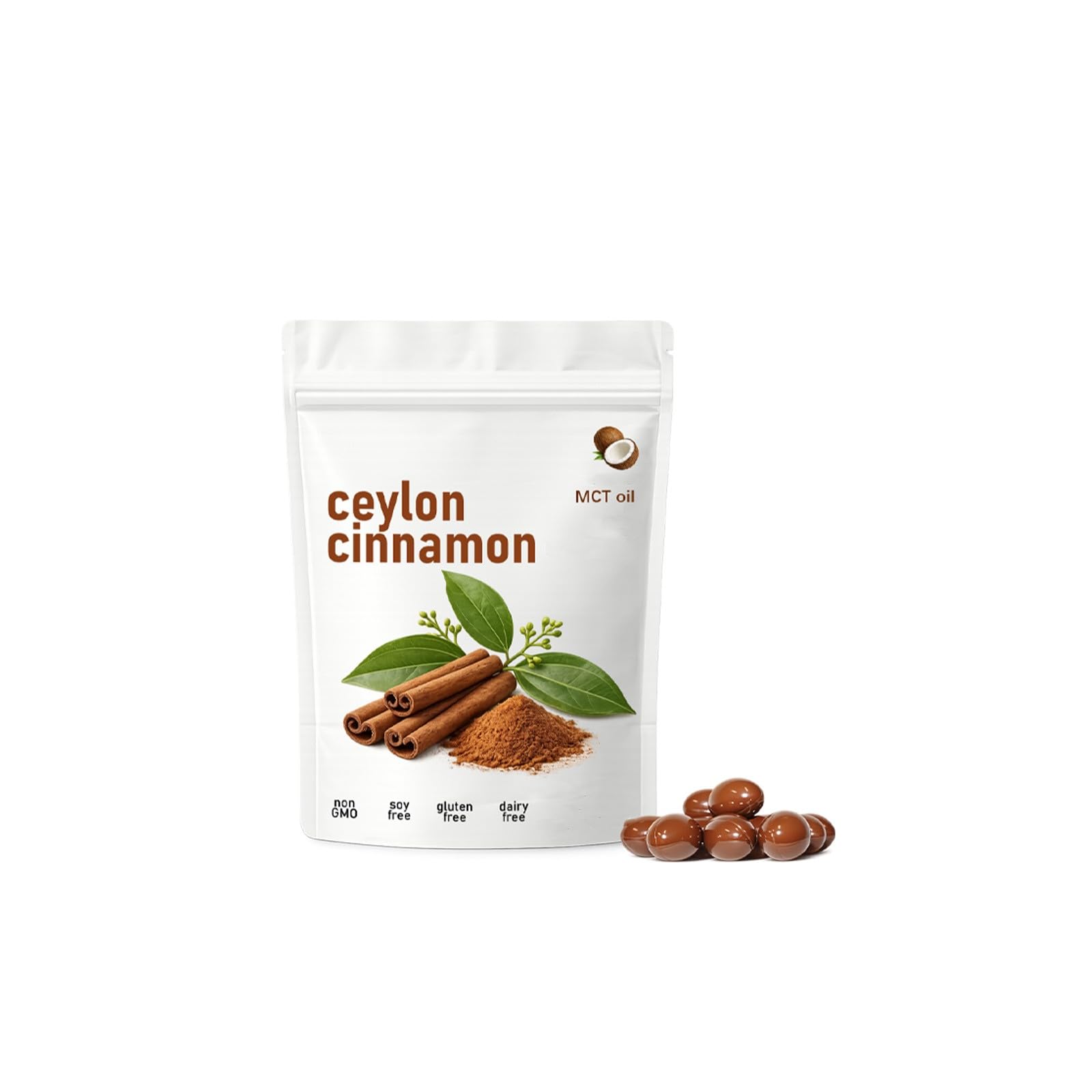 Ceylon-Zimt mit MCT-Öl – echter Ceylon-Zimt, Energie, Stoffwechselunterstützung – gentechnikfrei, glutenfrei,1Pcs