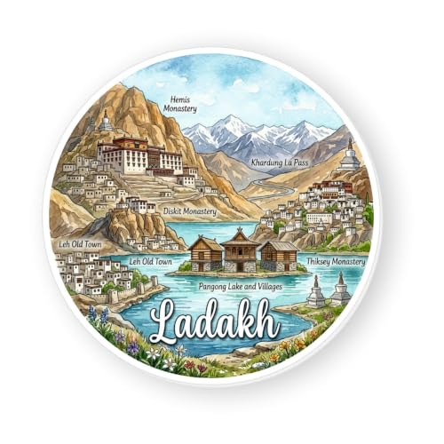 Image of Ladakh Textured Finish Acrylic Fridge Magnet - UV Texture Printed, Stylish Multicolor Magnet for Fridge, Wardrobe & Metal Surfaces, Pack of 1 (Ladakh)