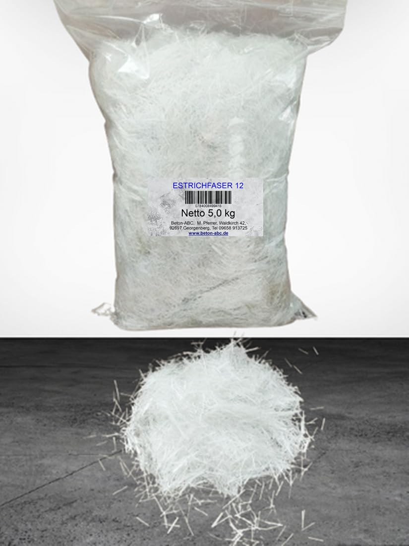 Estrich FASER 5 kg, Estricharmierung Fasern Glasfasern 12 mm für 5m³ Beton