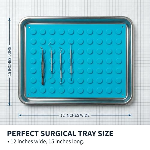 Image of Magnetic Mat for Instruments and Tools, 12 x 15 inches, Blue, Raised Round Magnets, Flexible, Non-Slip, Reusable and Autoclavable - 2X Magnetic Strength
