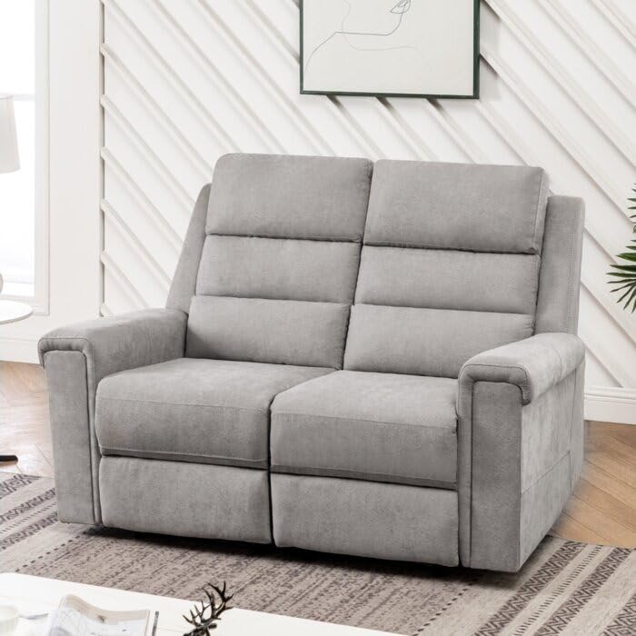 Image of Torque - Alina 2 Seater Fabric Manual Recliner | Recliner Sofa /Chair for Living Room, Bedroom, Office (Grey) | 1 Year Warranty