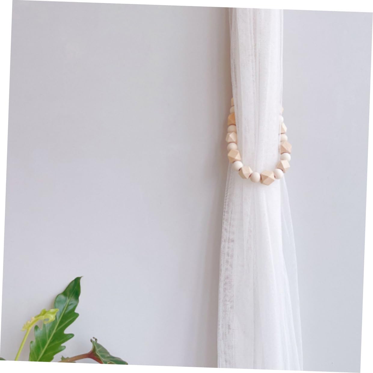 1set Creative Wooden Curtain Strap Natural Style Curtain Tie Flexible Binding Rope Premium Beads for Home Decor for Drapes and Window Treatments