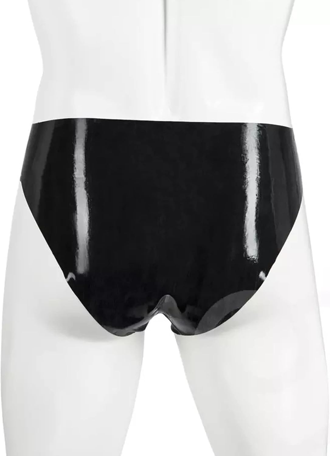 FEOYA Mens Leather Shorts Latex Trunks Low Rise Leather Boxer Briefs Open Front Crotchless Shiny Thong Underwear