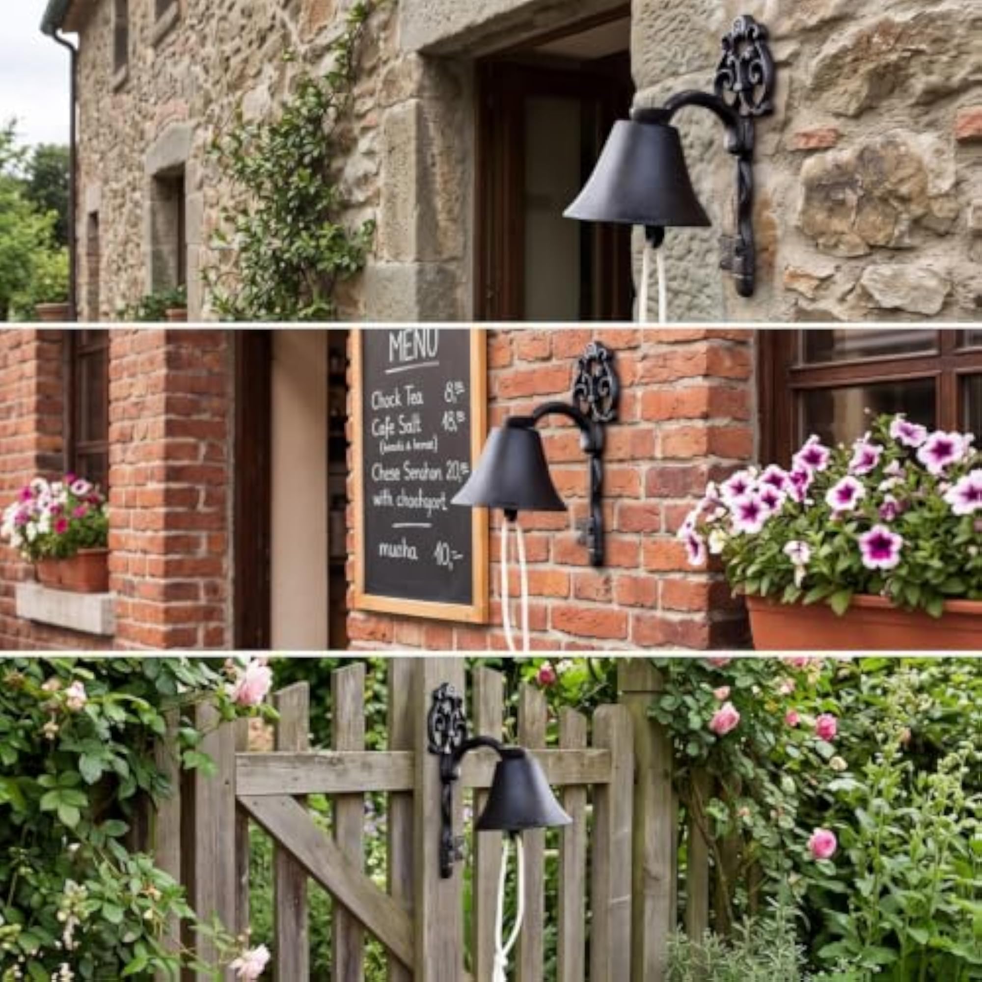 Rustic Wall-Mounted Bell with Pull Rope