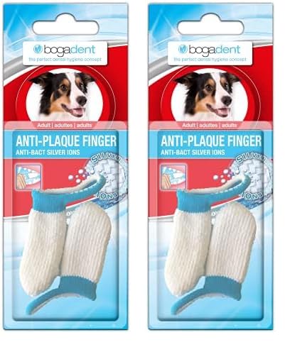bogar, Bogadent Anti-Plaque Finger, Zahnbürste Hund, Patentierte Silberionen-Technologie, Fingerförmige Hundezahnbürste, Zahnsteinentferner Hund, Hundezubehör, 2 Stück (Packung mit 2)