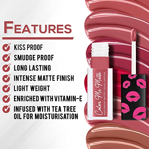 Image of Jaquline USA Color Me Matte Long Lasting liquid Lipstick enriched with vitamin E & tea tree oil (Coffee Brown-5 ml)