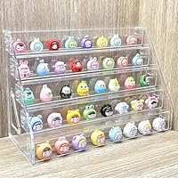 Himilucky 5 Tier Acrylic Display Stand Organiser with Fences, Perfume Stand Organiser, Clear Display Shelf for Home, Office, Retail for Funko Figures Toys Cupcake Food, Cologne, Cosmetics, Storage
