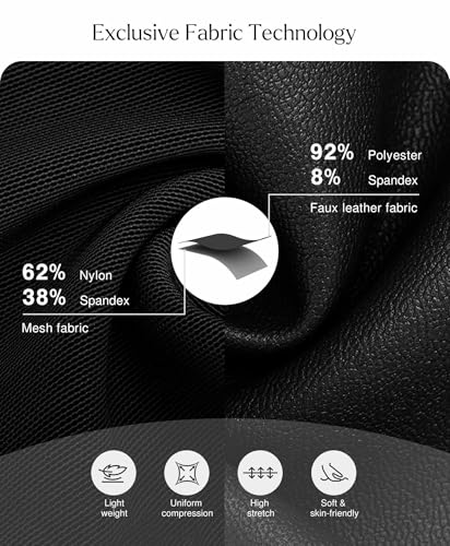 Popilush Body Suits for Womens Leather Lace V Neck Shapewear Tummy Control Sleeveless Thong Corset Bodysuits4