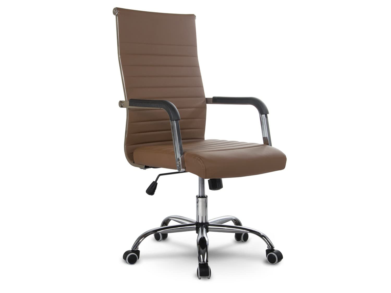 Boston - Sedia girevole da ufficio con ruote, stile classico, ergonomico, in ecopelle, ideale per il gioco, per la sala da pranzo o per desk chair – marrone