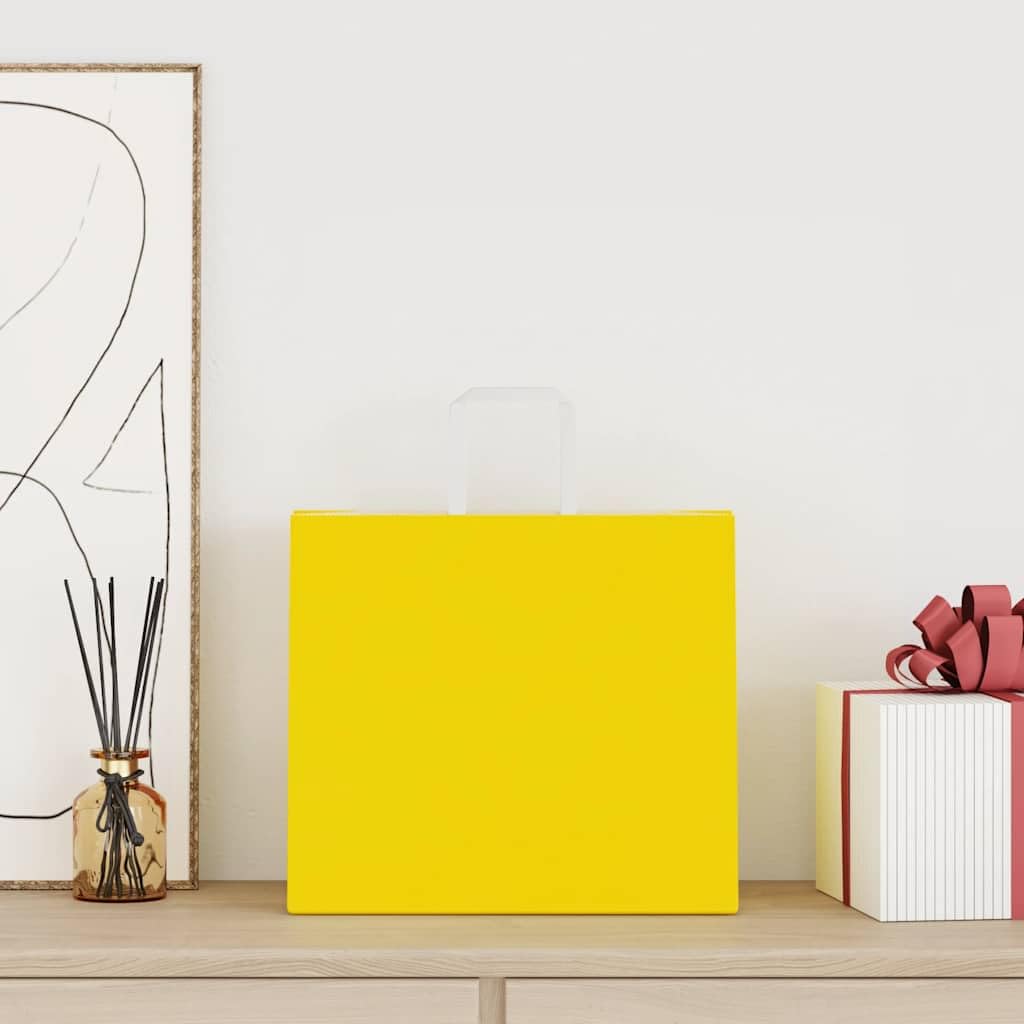250 Stück gelbe Kraftpapiertüten mit Seilgriffen, 32 x 22 x 28 cm, nachhaltige und recycelbare Geschenktüten für Partys, Einkäufe und Verpackungen