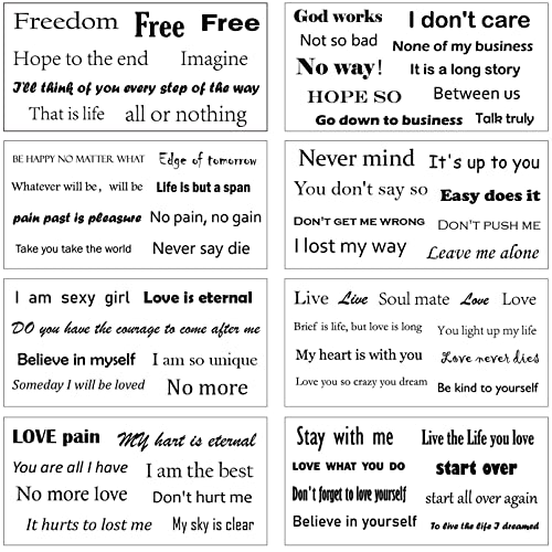 Inspirational Words Tattoos, Realistic Quotes Temporary Tattoos Wild Flower Floral Bouquet Tattoo Stickers For Women Girls Face Body Hands #TOP3