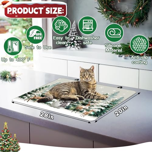 Image of Christmas Stove Top Cover for Electric Stove 28 inchx 20 inch, Xmas Snowman Heat Resistant Glass Top Stove Cover Protector, Glass Cooktop Covers, Kitchen Flat Electric Stove Top Covers