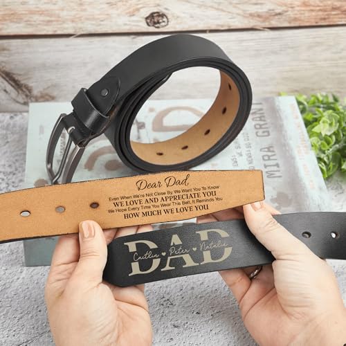 Personalized Belts for Men–Custom Engraved Belt with Kids Name Initials–Fathers Day Gifts for Dad Grandpa Husband2