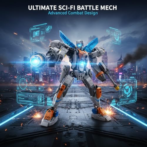 Image of SKY LINE OCEAN 2-in-1 Robot Spaceship Building Block Set, 673+ PCS Transforming Robot to Spacecraft Model Kit, STEM Sci-Fi Construction Toy Gift for Kids & Teens | 5 Year Structural Warranty