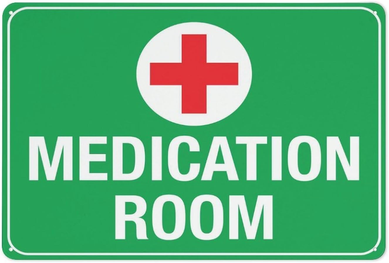 Bdrkldc Colour8 Warning Sign - Medication Room, Aluminum Rust-Proof Sign, Weather Resistant, Waterproof, Easy To Mount, 12X8 Inch