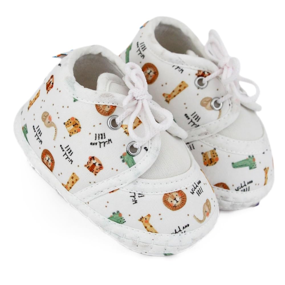 neska moda 6 To 12 Months Baby Boys & Girls Giraffe Printed Soft Cotton White Lace Shoe Booties-BT5579-picture-9