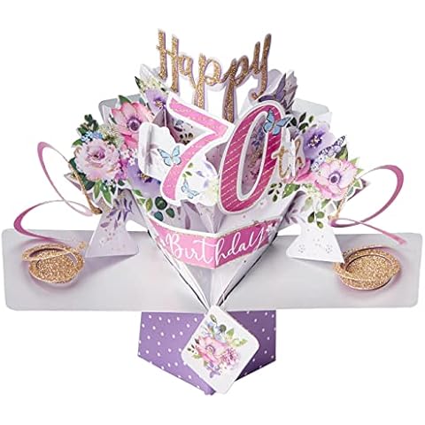 Happy 70th Birthday Pop-Up Greeting Card Original Second Nature 3D Pop Up Cards Cover