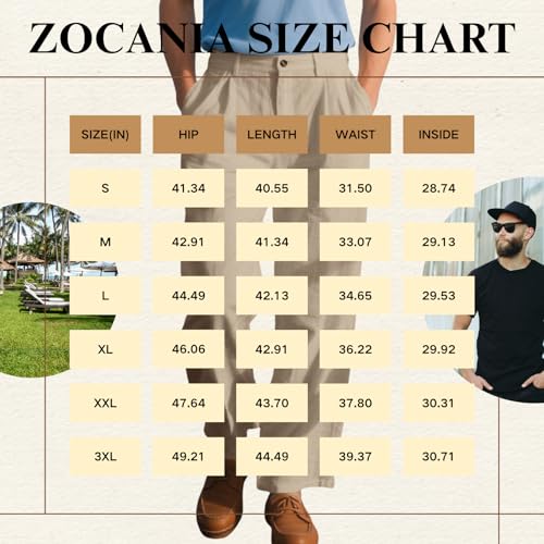 ZOCANIA Mens Linen Pants Loose Fit Casual Beach Pants Straight Leg Lightweight Breathable Baggy Yoga Trousers2