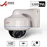 Anran HD 1200tvl Wired Dome Surveillance Cctv Camera High Resolution IR Leds Day Night Vision Security Waterproof Outdoor Indoor Manual Varifocal Lens 2.8-12mm, Not PTZ dome with Power supply as Free