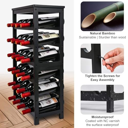 Soporte para 24 Botellas de Vino de Bambú Natural miniatura 7