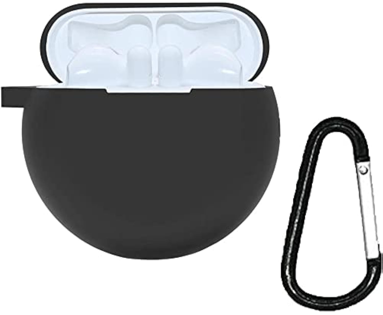 MARGOUN Silicone Case Cover for Huawei FreeBuds 3 with Carabiner and Charging Port Accessible (Black)