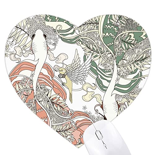 日本の浮世絵の翼カープ鳥 ハート型マウスパッドゴムパッド