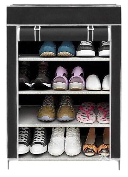 CHAAK Space Saving Shoe Rack Organizer Stand for Small Homes Apartments Hallway Storage Black Free Size-image-0