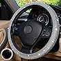 Bling Car Accessories Gorgeous 15 Inch Steering Wheel Cover with Bling Lgnition Ring Car Wheel Protector for Women Colorful Rhinestone Glitter Car Accessories for Vehicle (White)