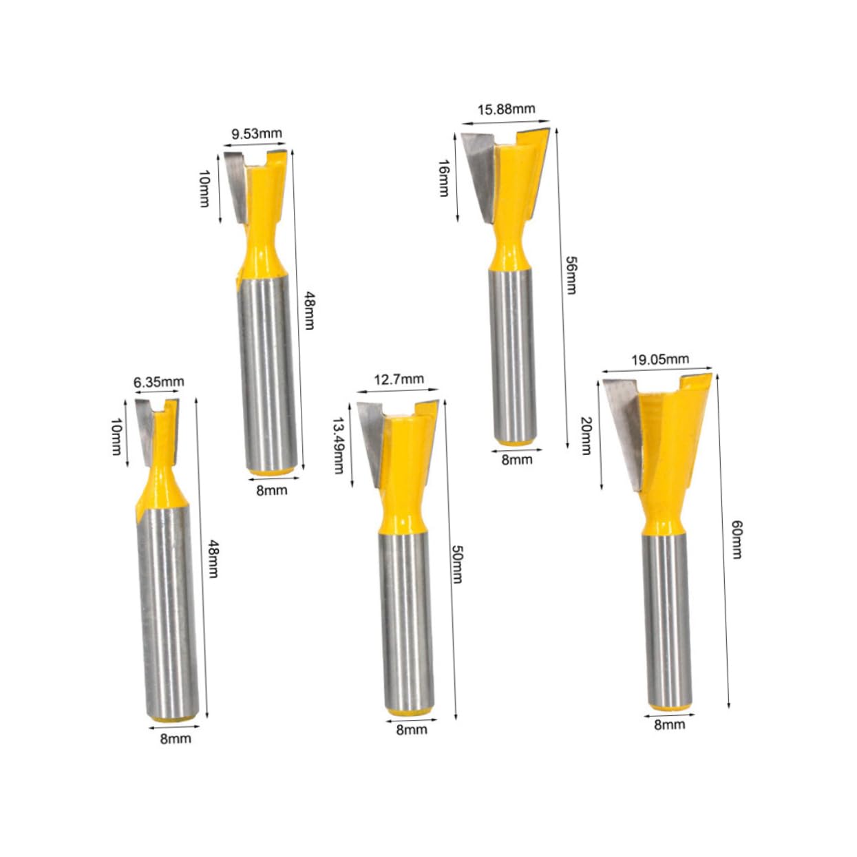 POPETPOP 10pezzi Punte Per Fresatrice Legno Dovetail Cutter Resistente Per Lavori Di Falegnameria Per Mobili Legno Rivestimento Anti Maggiore Durata