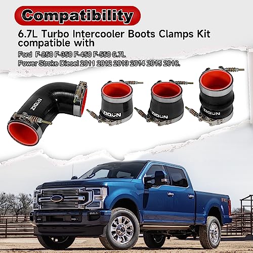 6.7L Turbo Intercooler Boots Clamps Kit Intercooler Hose Compatible With 2011-2016 Ford F250 F350 F450 6.7L Powerstroke Diesel #TOP5