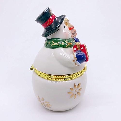 Miniatura 2 de Figuras de muñeco de nieve de Navidad con bisagras, cajas de joyería coleccionables para decoración navideña del hogar y regalos