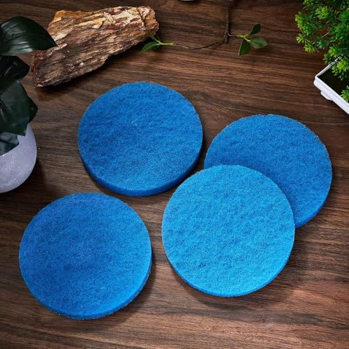 Image of Tranqun 24 Pcs Fine Filter Water Polishing Pad Compatible with Fluval Fx4, Fx5, Fx6 7 x 7 x 0.79 Inches Blue Filter Media Canister Aquarium Water Polishing Pads