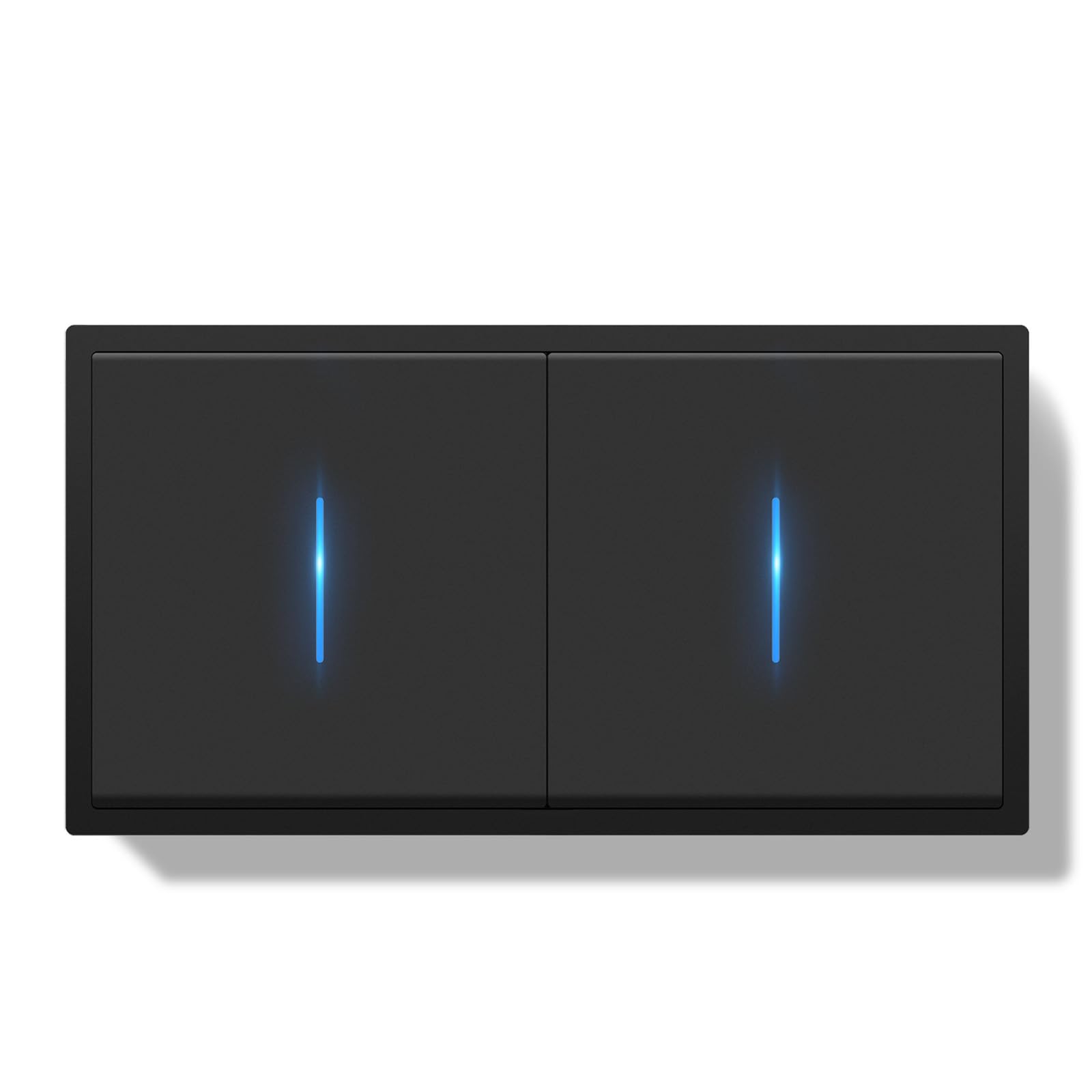 Doble Interruptor Pared,Interruptor Conmutador de Pared con Marco de PC con LED Indicador,1 Gang 1 VÃa+1 Gang 2 VÃas 150 * 80mm,Fácil Instalación Diseño de Gancho de Garra,Negro