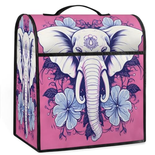 Coffee Maker Cover Elephant Bohemia Floral Kitchen Appliance Covers Small Appliance Covers Blender Cover Juicer Cover Dust Covers for Kitchen Appliances with Top Handle and Pockets,Washable,C422