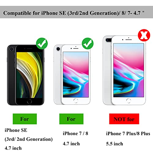 Visoul Case For Iphone Se 3Rd 2022, Se 2Nd 2020, Iphone 8/7 Wallet Case Folio, Genuine Leather Magnetic Flip Case Cover With Card Holder For Iphone 8/7/Se (4.7 Inch) (Orange Red) #TOP1