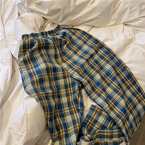 Yuansu Plaid Pants Women's Loose Wide Leg Pants Women's Korean High Waist Plaid Pants3