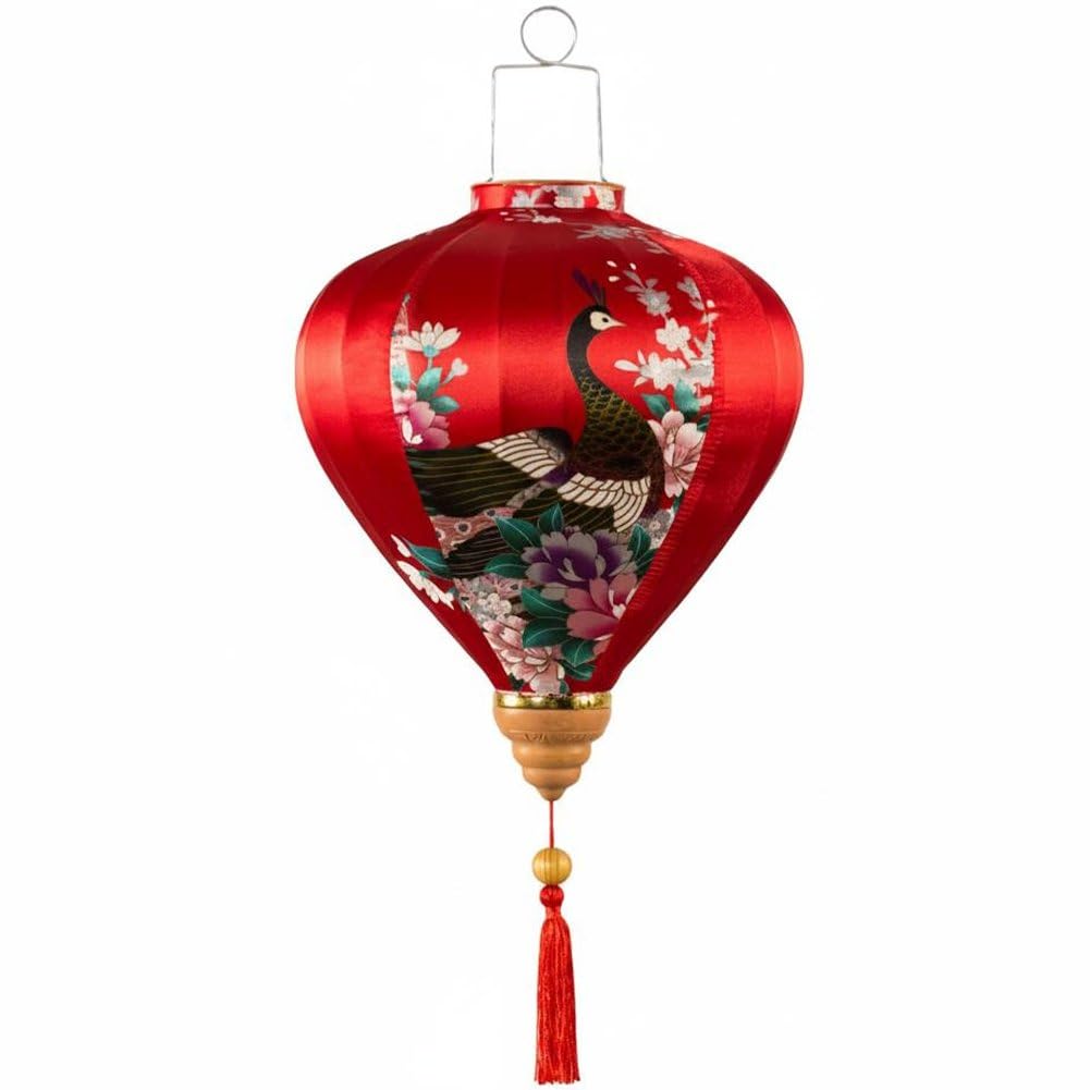 Ppmter Retro Chinese Lantern, Asian Vietnamese Lantern, Vintage Silk Lanterns, Hanging Lanterns for Outdoor Home Wedding Party Decoration